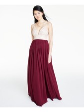 SAY YES TO THE Womens Burgundy Spaghetti Strap Formal Dress 5