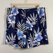 Lands  End Men  s Navy Floral Swim Trunk Size XL 40-42 