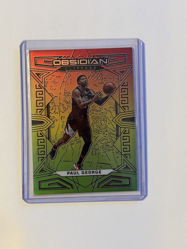 2022-23  Obsidian - Paul George #90 Electric Etch Red Yellow & Green Flood /75