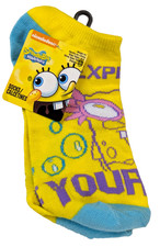 SIZE 9-11 3 PAIR SPONGEBOB SQUAREPANTS Express Yourself Ankle Low-Cut Socks