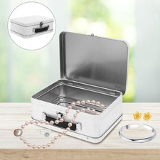 Tinplate Storage Box With Handle For Cosmetic Jewelry Desktop Organizer
