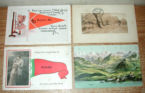 MIXED LOT OF 14 ANTIQUE TOPOGRAPHICAL POSTCARDS FROM 1908-1919 - Afbeelding 8 van 9