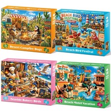 4-Pack 100 Piece Puzzles for Kids Ages 100 Piece, Dogs Birds Adventures