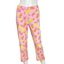 Vintage LILLY PULITZER cotton pineapple pink orange yellow pants - size 2