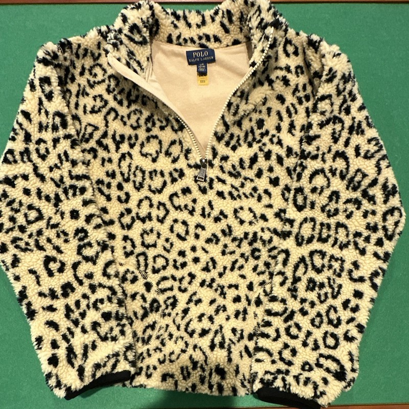 Polo Ralph Lauren Girls Leopard Print Fleece 1/2 Zip Sweatshirt L/G 12-14