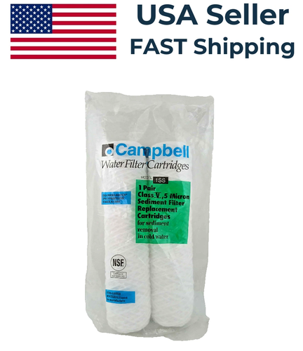 Campbell 1SS Sediment Water Filter Cartridge, 5 micron, 9-3/4" Length, 1 Pair - Picture 1 of 3