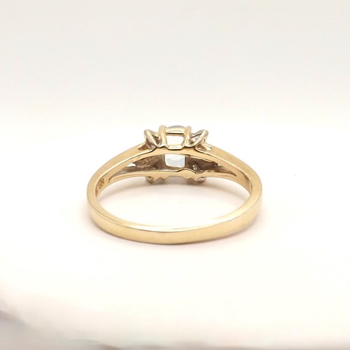 14k Gold Natural Aquamarine Diamond Angel Wings Ring - Picture 4 of 9