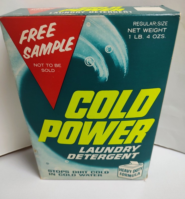 Vtg NOS 1967 60s Sealed Cold Power Laundry Detergent Sample 1 Lb 4 Oz Box Prop