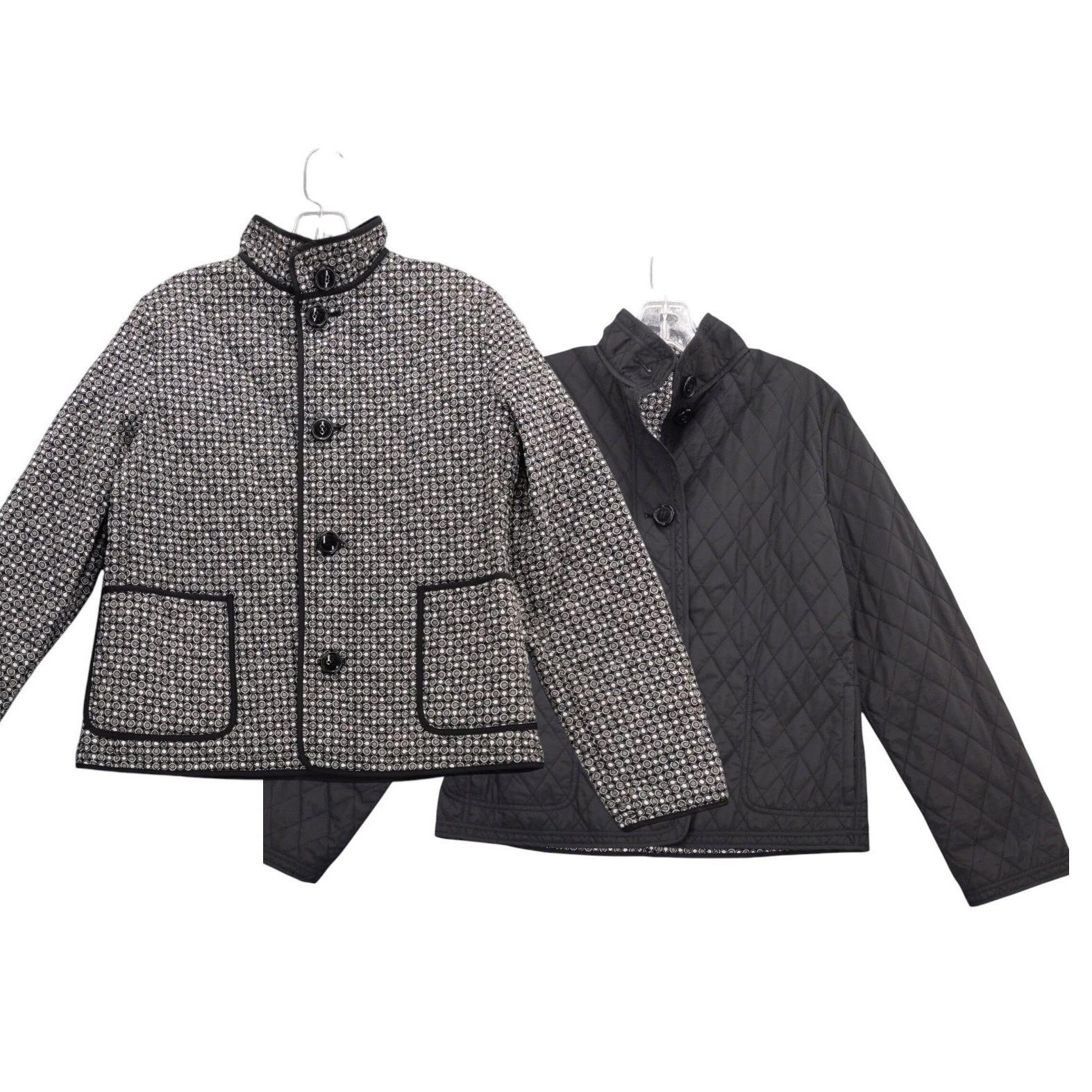 Talbots Petites M Reversible Jacket Quilted Black White