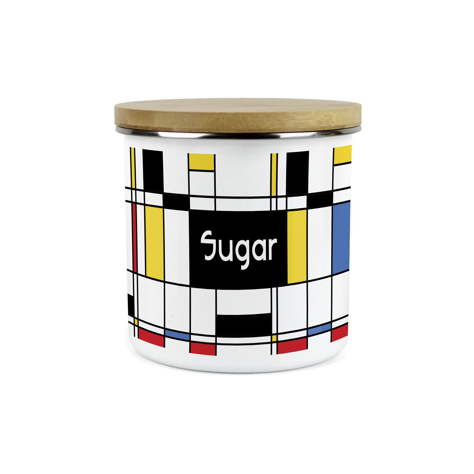 Retro Sugar Canister - Art Deco 1.2L Large Enamel Kitchen Storage Tin
