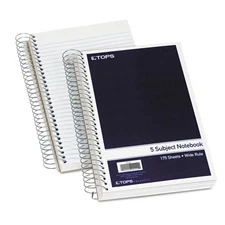 Tops 5 Subject Wirebound Notebook - 175 Sheet - 15 Lb - Legal Ruled - 1 / Pack -