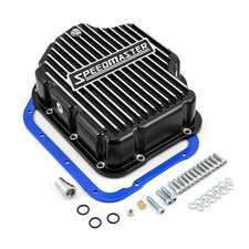 Turbo 400 Th400 Aluminum High Volume Transmission Oil Pan Cast Finned Black Turbo 400 Th400 Aluminum High Volume Transmission Oil Pan Cast Finned Black