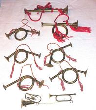 Variety Solid Brass Mini French Horn instruments lot Capiz Angel band Ornaments