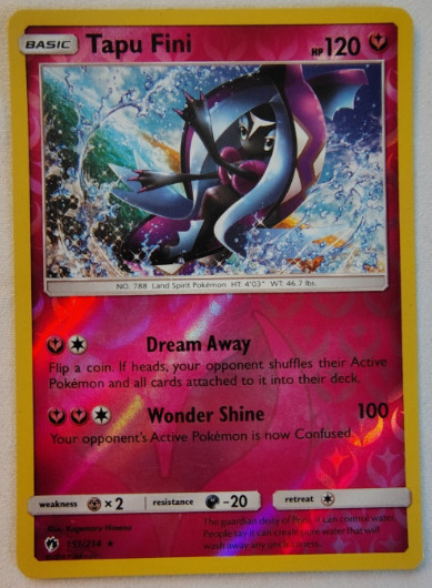 Pokemon - Tapu Fini - 151/214 - Lost Thunder - Reverse Holo Rare - NM/M