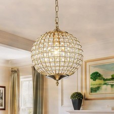 Araña Globo Cristal 12.6" Estilo Vintage Esfera Cristal Longitud Ajustable