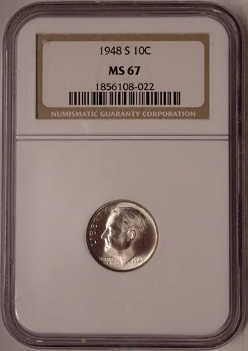 1948-S Roosevelt Dime NGC MS67