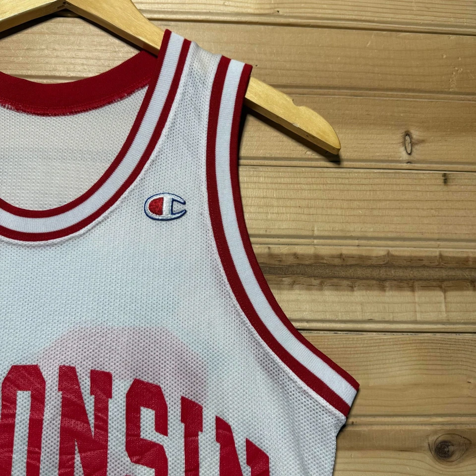 Camiseta deportiva de baloncesto de malla vintage de los 90 Champion Wisconsin Badgers #24 para mujer 36 Foto 4 de 4