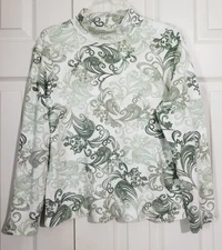 Karen Scott Women Size M Multicolor Modern Mock Neck Long Sleeve Cotton Knit Tee