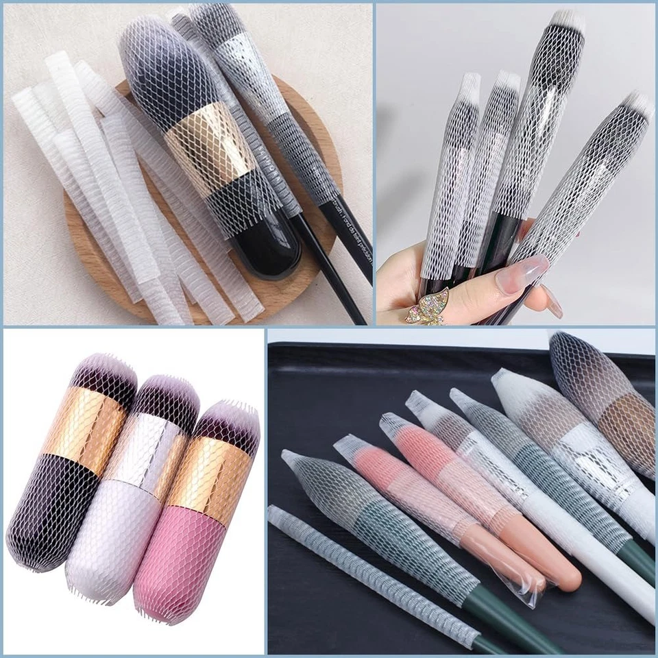 2X(200 Pezzi Make--Protezione Penna a Pennello, Rete Bianca, Riutilizzabile, Garnr7229 - Immagine 2 di 4