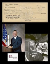 VIRGIL GUS GRISSOM Autographed Inscribed SIgned Check Document NASA Astronaut