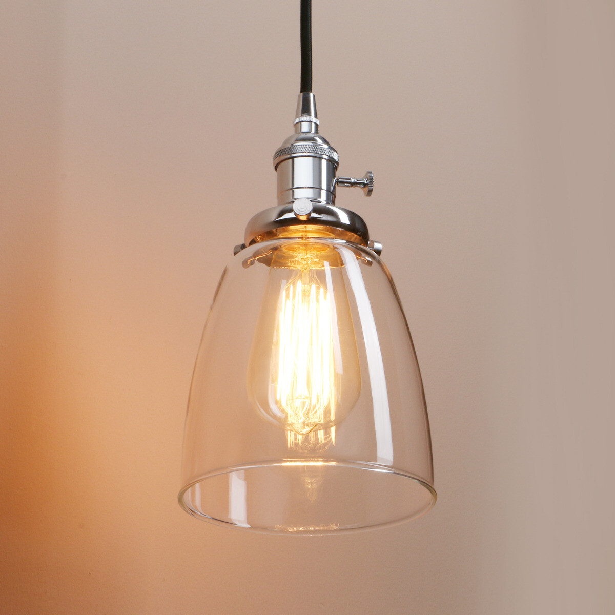 VINTAGE INDUSTRIAL CEILING LAMP GLASS PENDANT LIGHT BELL SHADE LIGHTING