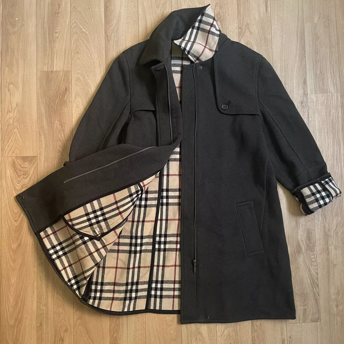 Burberry LONDON Trench coat Nova Check wool women jacket green