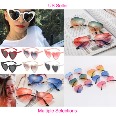 US Women Lovely Heart Shape Sunglasses Halloween Cat Eye Retro Sun Glasses  UV400