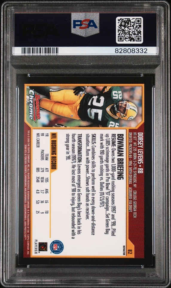 2000 BOWMAN CHROME REFRACTOR #82 DORSEY LEVENS PSA 9 - Image 2 of 2