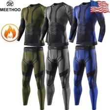 Mens Thermal Long Johns Compression Base Layer Top & Bottom Set Sports Skiing US