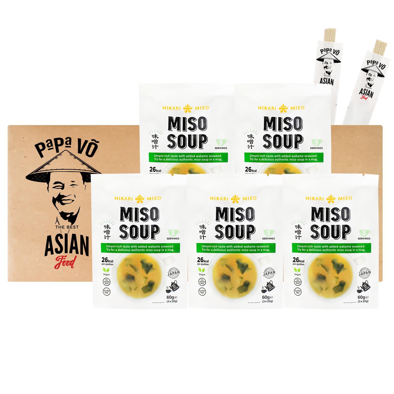 Hikari Instant Misosuppe Miso Soup Miso Suppe 5x60g(insges.15Portionen) Umami