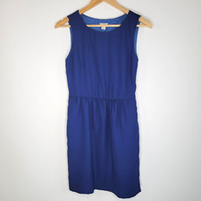 J CREW Royal Blue Mini Dress Size 0 Crepe Lined Sleeveless Pockets Twee