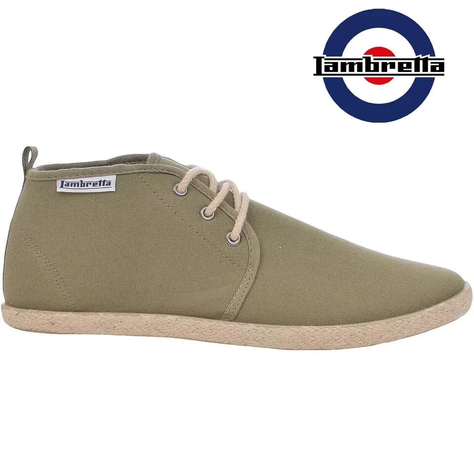 LAMBRETTA MENS KHAKI CASUAL SMART LACE UP CAVAS DESERT ANKLE CHUKKA BOOTS SHOES