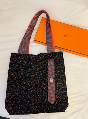 【HERMES】Totebag ties in cotton NEW Hermes Silk Tie Cotton Tote Bag from Petit H shop d