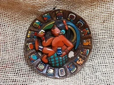 Mayan calendar hand carved cedar sculpture