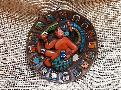 Mayan calendar hand carved cedar sculpture