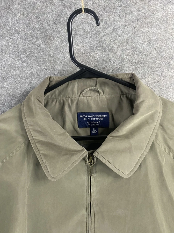 Chaqueta Roundtree & York Outdoors Big Man para hombre 2XL beige/verde cremallera completa cuello Foto 3 de 4