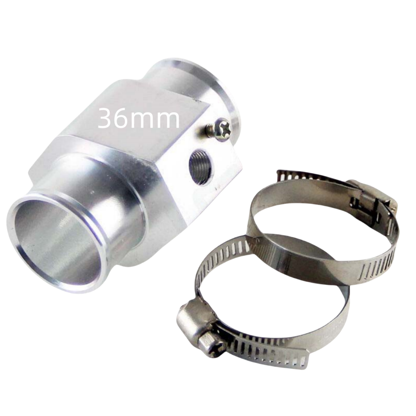 36mm Silver Joint Pipe Radiator Hose Adapter for 1/8NPT Water Temp