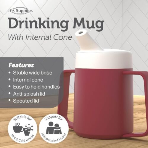 JFA Supplies 2 Handles 165ml Red Adult Drinking Mug/Drinking Cup/Sippy Cup/Non S - Picture 5 of 7