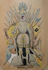 Raymond Fernand 17th - Color engraving framed under glass - "Knight"