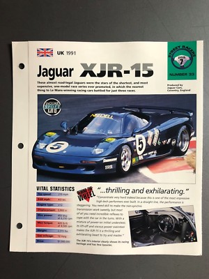 1991 Jaguar XJR-15 Coupe Imp '' Hot Auto '' Spezial Blatt Ordner Broschüre Tolle L