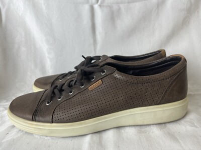 Ecco Shoes Mens Soft 7 Perf Tie Sneaker Lace Up 43010402072 Brown Leather Size12