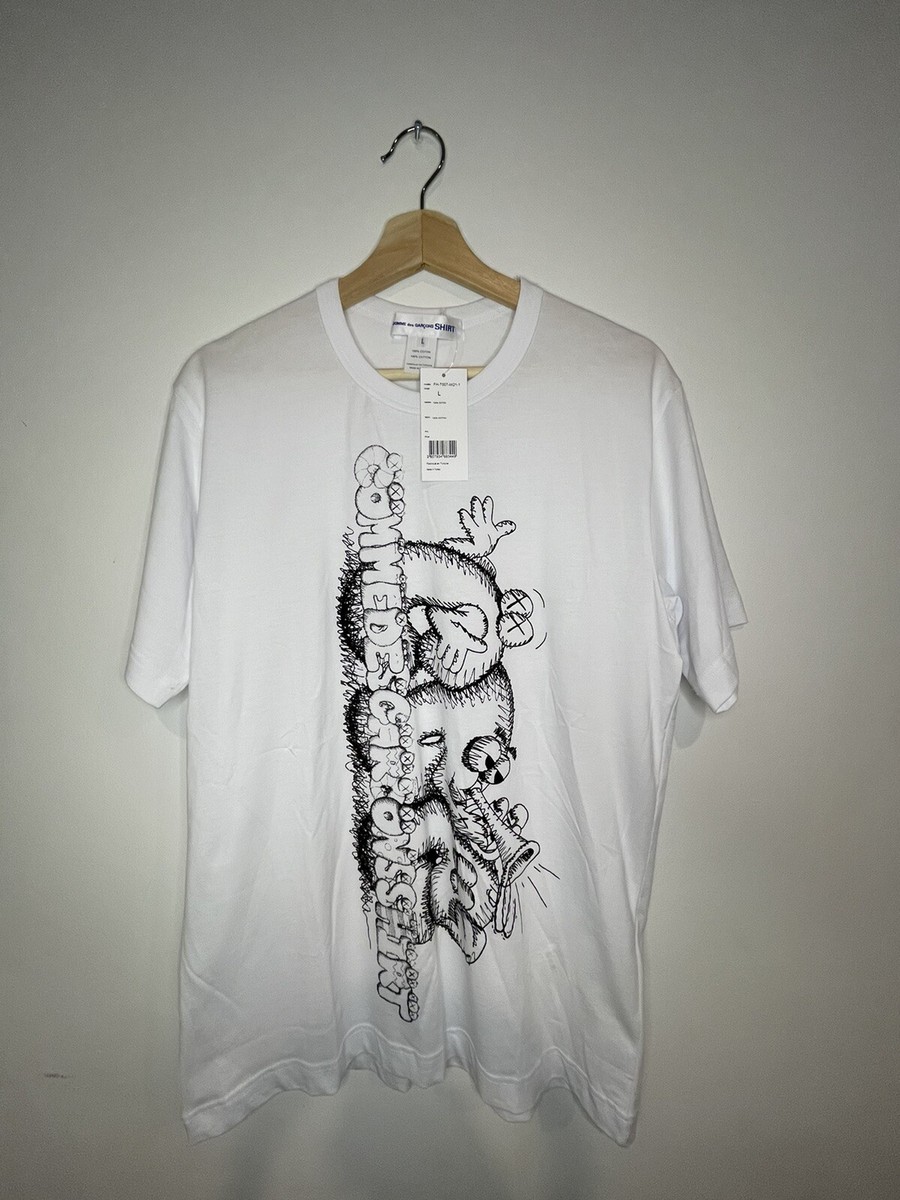 COMME des GARCONS SHIRT◆プリント/KAWS/Tシャツ/XL/コットン/ホワイト/FH-T007/ Comme Des Garcons T-Shirt x Kaws Large FH-T007-W21-1 White