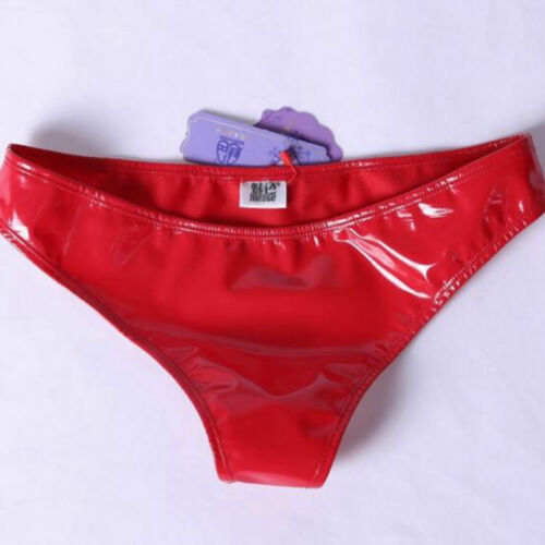 Unisex Faux Latex Briefs Wetlook Low Sexy Stretch Thong G-string Panty Swim Wear - Picture 1 of 13