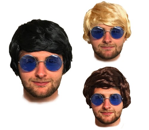 MENS ADULT BOYBAND WIG FANCY DRESS SHORT WIGS POP PARTY COSTUME 60S 70S 80S - Picture 1 of 26