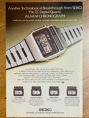 Seiko LC Digital Quartz Chronograph LCD Original 1978 Vintage Advert Werbung