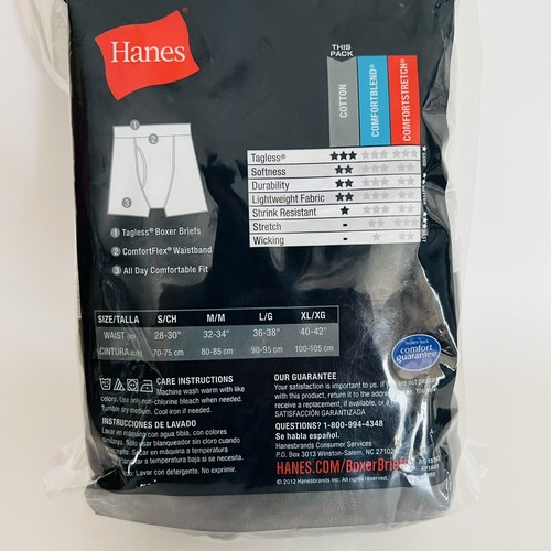 Hanes Men's Grey Black 4 Tagless Boxer Brief XL 40-42 Comfort Waist Soft Wicking - 第 2/12 張圖片