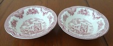 *OLD BRITAIN CASTLES-PINK (2) 6 1/8” CEREAL BOWLS JOHNSON BROTHERS-#2-B124-E