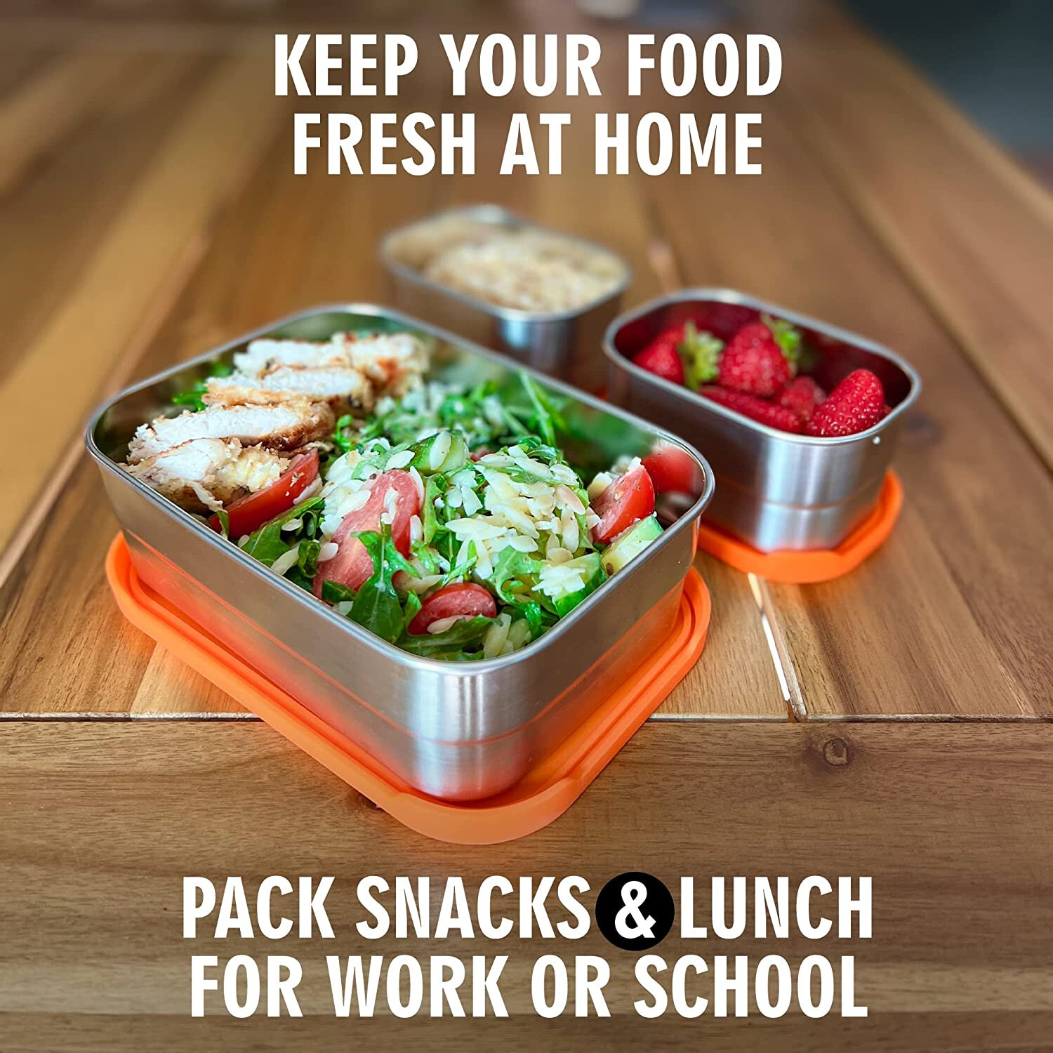 Stainless Steel Containers with Lids, Food Storage for Lunch Boxes (Set