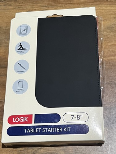 LOGIK L8USBK16 7-8" Tablet Starter Kit- Case and Protector- Black