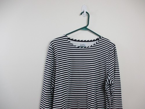 Croft & Barrow Shirt Womens 1X Plus Black White Top Cotton Striped Casual Ladies - Picture 9 of 13